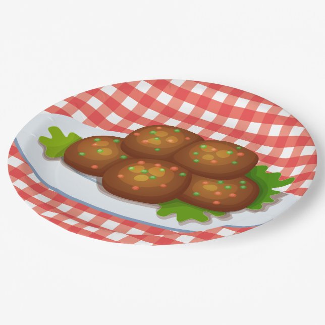 Assiettes En Carton Dîner dîner italien de boulettes de viande (Angle)