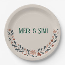 Dîner fleuri vert fête Papier Plaque