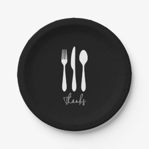 Assiettes En Carton Dîner moderne chic Merci noir