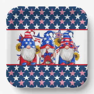 Assiettes En Carton Dîner Patriotic Gnomes en papier