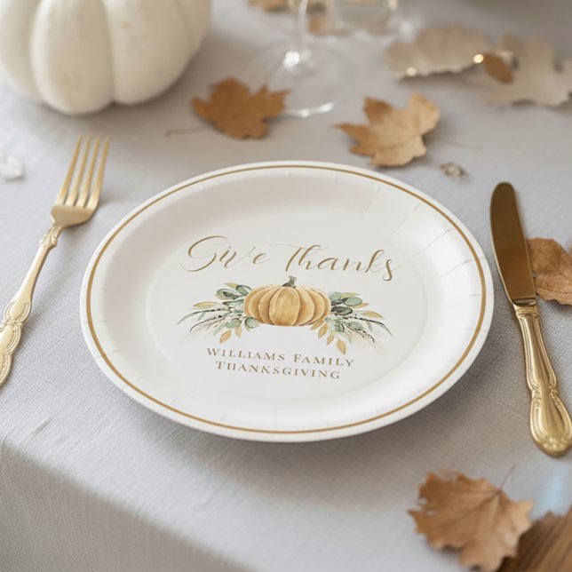 Assiettes En Carton Dîner Thanksgiving Remercier Citrouille (Créateur téléchargé)
