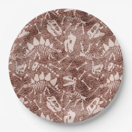Assiettes En Carton Dino Dig brown  
