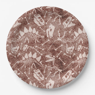 Assiettes En Carton Dino Dig brown  