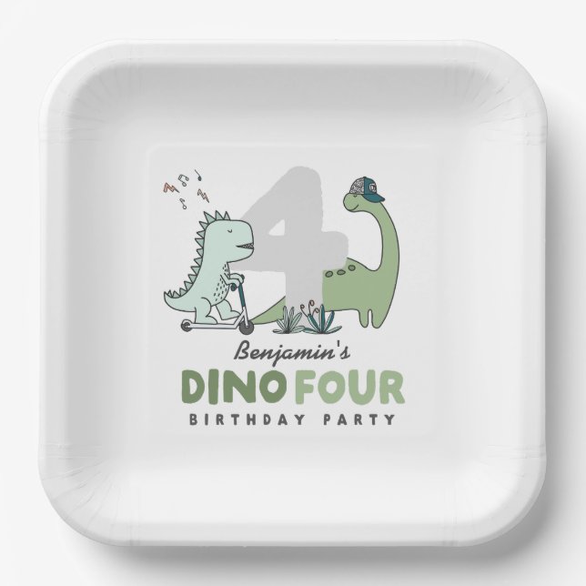 Assiettes En Carton Dino Four Birthday Party Paper Plates (Recto)