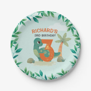 Assiettes En Carton Dino-Mite Dinosaur fête d'anniversaire