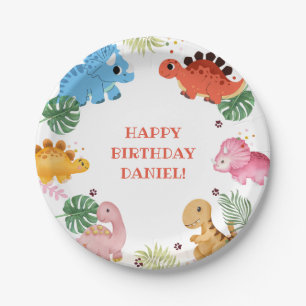 Assiettes En Carton Dino Party Cute Dinosaur fête d'anniversaire