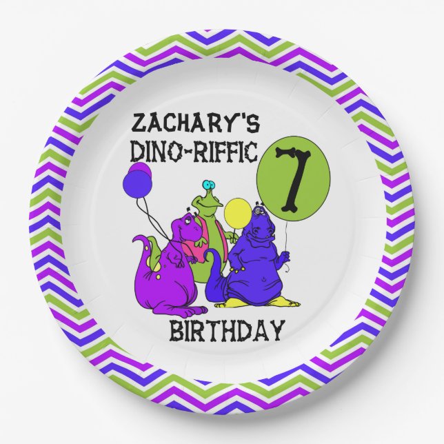 Assiettes En Carton Dino-Riffic 7e Plaques papier d'anniversaire (Devant)