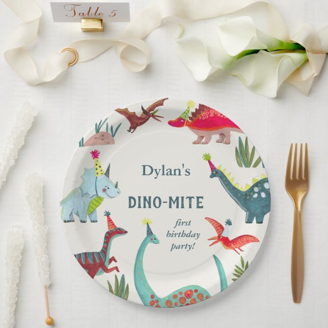 Assiettes En Carton Dinosaur anniversaire de enfant (Mariage)