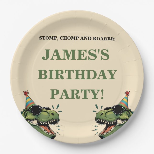 Assiettes En Carton Dinosaur Anniversaire Papier Plaque pour enfants (Devant)