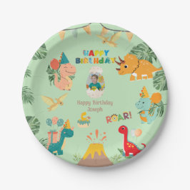 Assiettes En Carton Dinosaur Anniversaire Plaque papier de fête - Phot