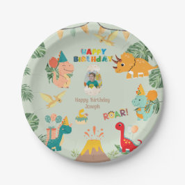 Assiettes En Carton Dinosaur Anniversaire Plaque papier de fête - Phot