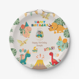 Assiettes En Carton Dinosaur Anniversaire Plaque papier de fête - Phot