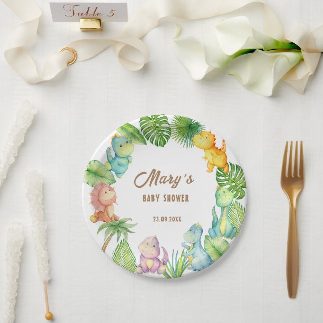 Assiettes En Carton Dinosaur Baby (Mariage)