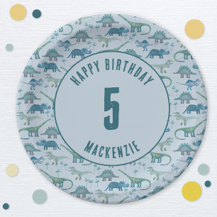 Assiettes En Carton Dinosaur Boy Anniversaire de enfant Party Blue