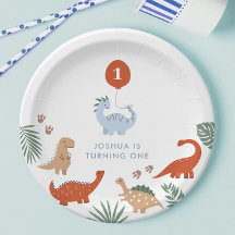 Dinosaur Boys Premier Anniversaire Plaques Papier