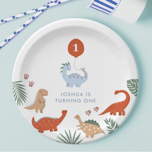 Assiettes En Carton Dinosaur Boys Premier Anniversaire Plaques Papier (Créateur téléchargé)