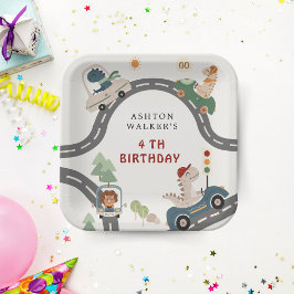 Assiettes En Carton Dinosaur conducteur Animaux de fête Anniversaire d