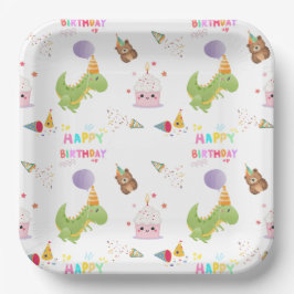 Assiettes En Carton Dinosaur et Cupcake Joyeux design d'anniversaire
