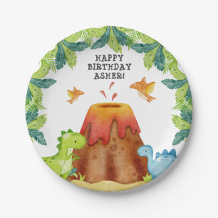Assiettes En Carton Dinosaur fête d'anniversaire
