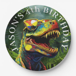 Assiettes En Carton Dinosaur Garçons Plaques de papier d'anniversaire