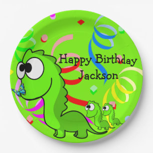 Assiettes En Carton Dinosaur Happy Birthday Plaques de papier