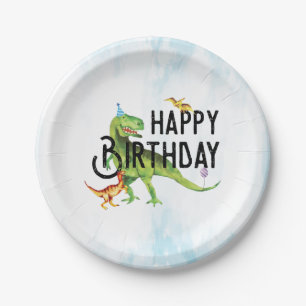 Assiettes En Carton Dinosaur Joyeuses Plaques De Papier D'Anniversaire
