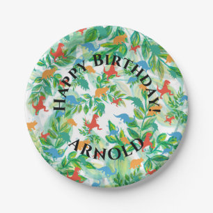 Assiettes En Carton Dinosaur Joyeux anniversaire Jurassic Jungle
