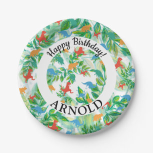 Assiettes En Carton Dinosaur Joyeux anniversaire Jurassic Jungle Papie