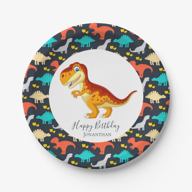 Assiettes En Carton Dinosaur jurassique T Rex Party (Devant)