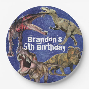 Assiettes En Carton Dinosaur Personnalisé T-Rex Boys Anniversaire