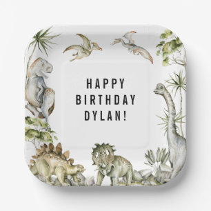 Assiettes En Carton Dinosaur Thème Anniversaire