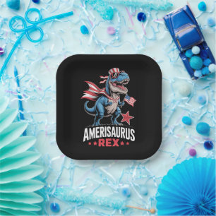 Assiettes En Carton Dinosaure 4 juillet Amerisaurus T Rex Drôle