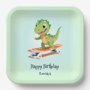 Assiettes En Carton Dinosaure amusant Skateboard garçons de fête d'ann