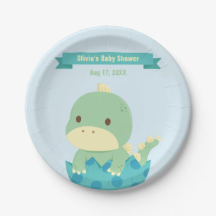 Assiettes En Carton Dinosaure mou dans Baby shower d'oeufs Fournitures