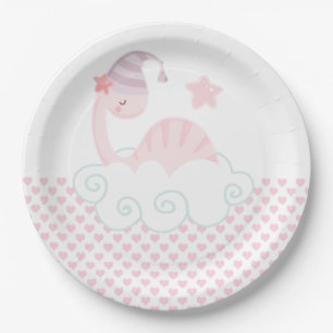 Assiettes En Carton Dinosaure Rose