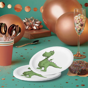 Assiettes En Carton Dinosaure Vert