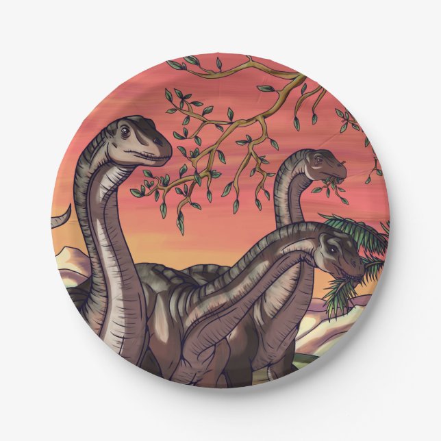 Assiettes En Carton Dinosaures à Dusk (Devant)