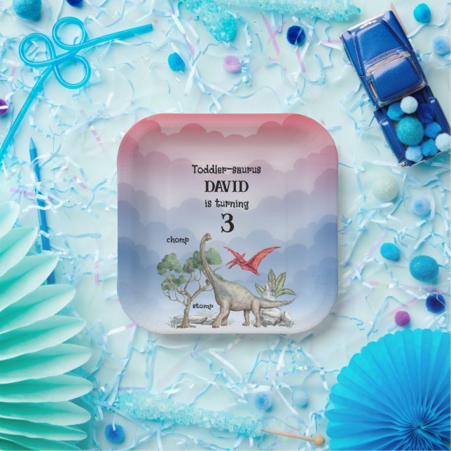 Assiettes En Carton Dinosaures Recherché Toddler Anniversaire (Fête)
