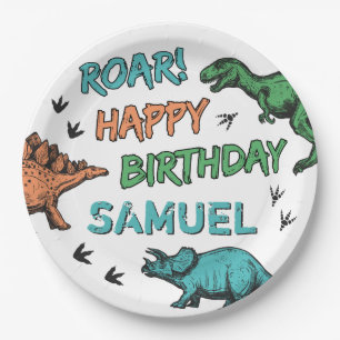 Assiettes En Carton Dinosaures Stomp Chomp Roar Anniversaire Fête, N'