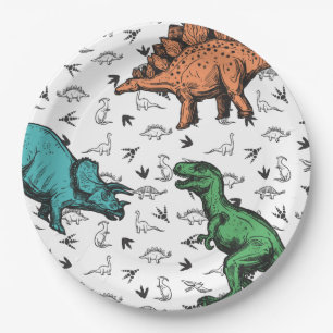 Assiettes En Carton Dinosaures Stomp Chomp Roar Anniversaire Motif de 