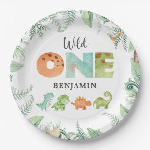 Assiettes En Carton Dinosaures Wild Un Anniversaire Plaque Papier