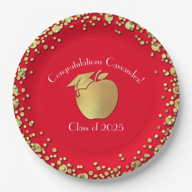 Assiettes En Carton Diplôme d'enseignement Red Gold (Devant)