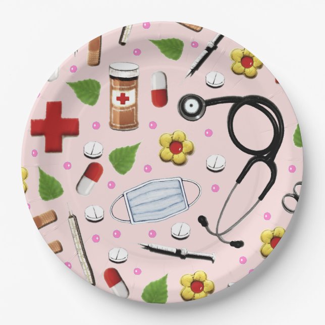 Assiettes En Carton Diplôme d'infirmière (Devant)