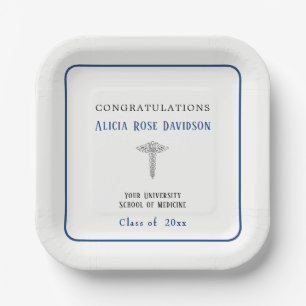 Assiettes En Carton Diplôme, Faculté de Médecine, Caducée