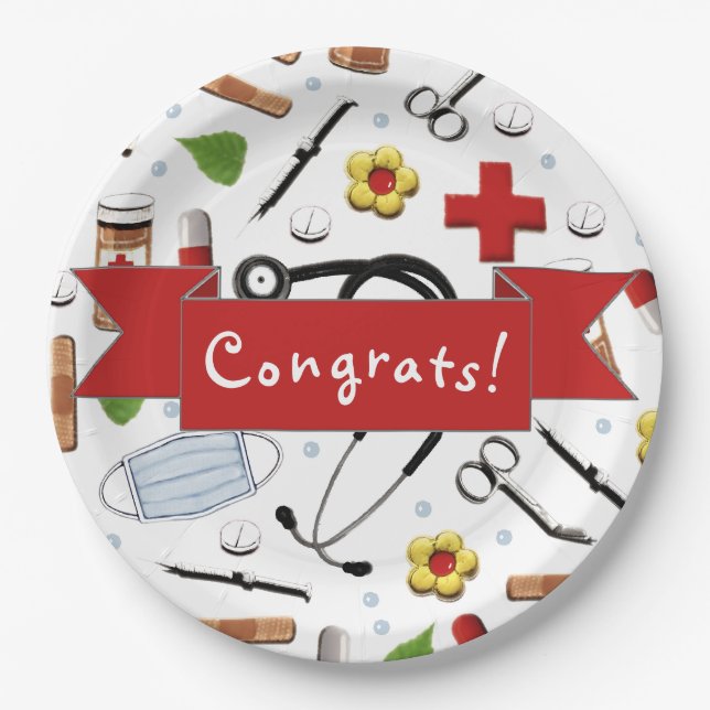 Assiettes En Carton Diplôme Médicale (Devant)