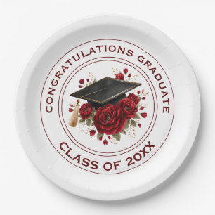 Assiettes En Carton Diplôme & Roses Rouges Promotion 20XX