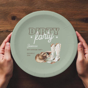Assiettes En Carton Dirty Forty Western Rodeo 40e fête d'anniversaire