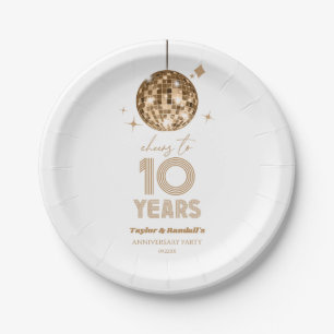 Assiettes En Carton Disco 10 ans de fête Mariage