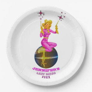 Assiettes En Carton Disco Cowgirl Retro Bachelorette fête
