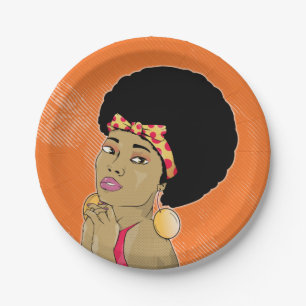 Assiettes En Carton Disco de la femme africaine américaine 70's